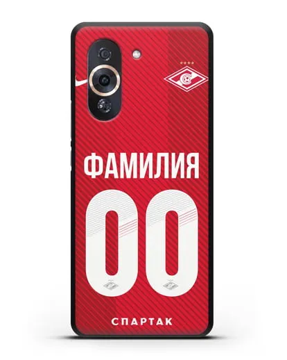 Именной чехол ФК Спартак Москва с фамилией и номером (сезон 2018-2019) красная форма силиконовый для Huawei Nova 10