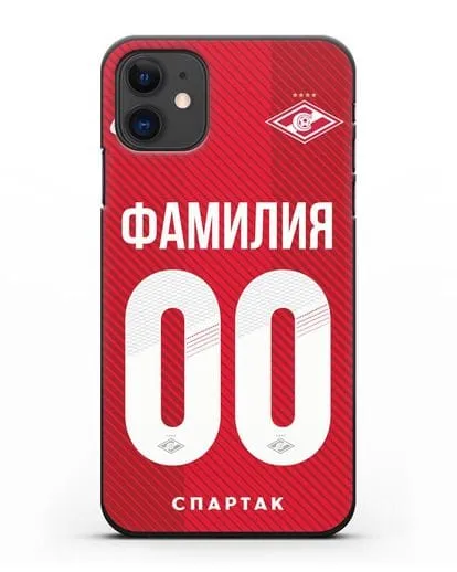 Именной чехол ФК Спартак Москва с фамилией и номером (сезон 2018-2019) красная форма силиконовый для iPhone 11
