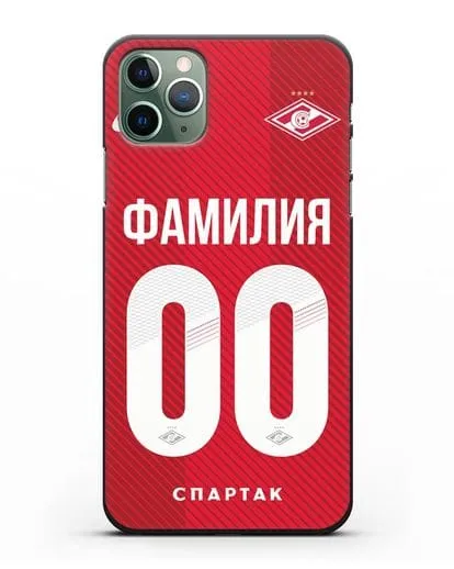 Именной чехол ФК Спартак Москва с фамилией и номером (сезон 2018-2019) красная форма силиконовый для iPhone 11 Pro Max