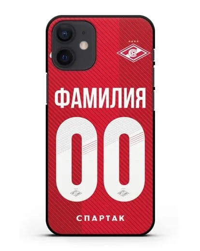 Именной чехол ФК Спартак Москва с фамилией и номером (сезон 2018-2019) красная форма силиконовый для iPhone 12 mini