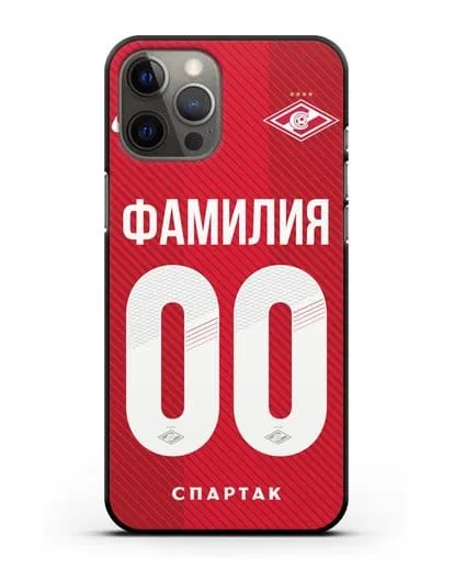 Именной чехол ФК Спартак Москва с фамилией и номером (сезон 2018-2019) красная форма силиконовый для iPhone 12 Pro Max