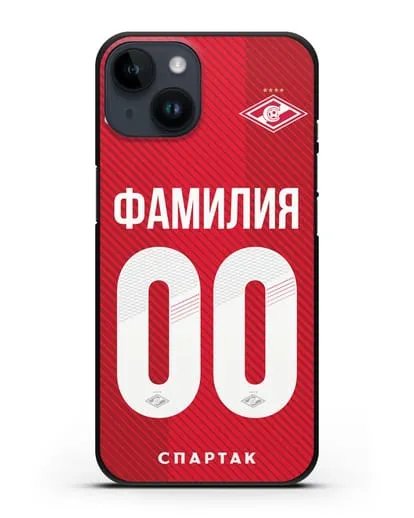 Именной чехол ФК Спартак Москва с фамилией и номером (сезон 2018-2019) красная форма силиконовый для iPhone 14
