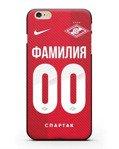 Именной чехол ФК Спартак Москва с фамилией и номером (сезон 2018-2019) красная форма силиконовый для iPhone 6s Plus