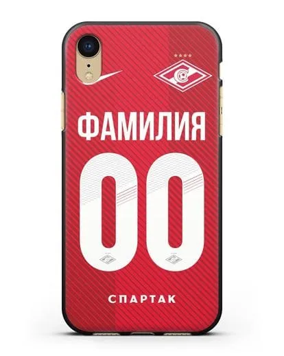 Именной чехол ФК Спартак Москва с фамилией и номером (сезон 2018-2019) красная форма силиконовый для iPhone XR