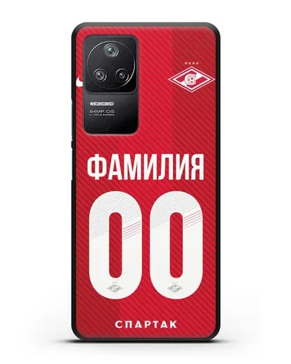 Именной чехол ФК Спартак Москва с фамилией и номером (сезон 2018-2019) красная форма силиконовый для Xiaomi Poco F4