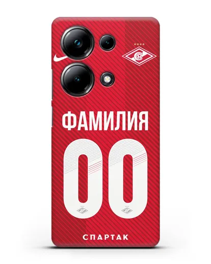 Именной чехол ФК Спартак Москва с фамилией и номером (сезон 2018-2019) красная форма силиконовый для Xiaomi Poco M6 Pro