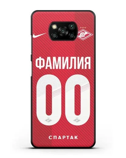 Именной чехол ФК Спартак Москва с фамилией и номером (сезон 2018-2019) красная форма силиконовый для Xiaomi Poco X3