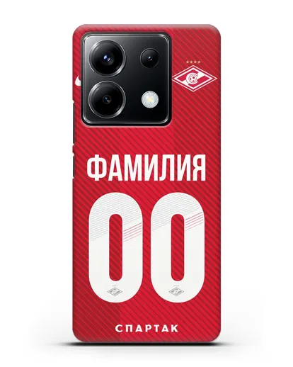 Именной чехол ФК Спартак Москва с фамилией и номером (сезон 2018-2019) красная форма силиконовый для Xiaomi Poco X6