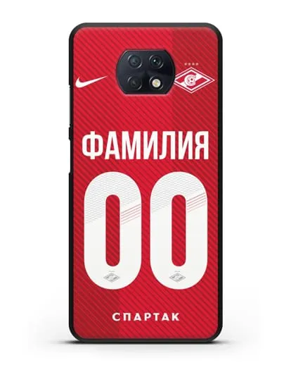 Именной чехол ФК Спартак Москва с фамилией и номером (сезон 2018-2019) красная форма силиконовый для Xiaomi Redmi Note 9T