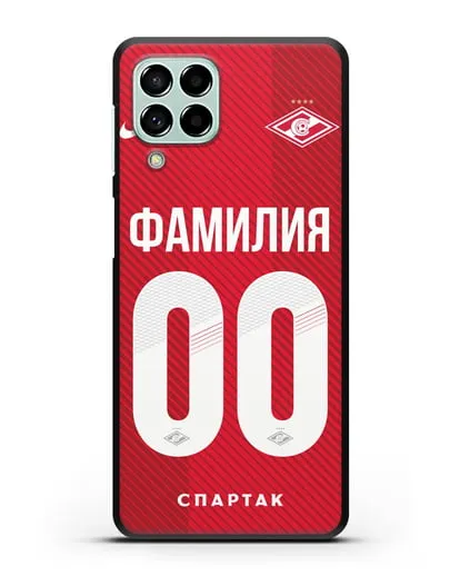 Именной чехол ФК Спартак Москва с фамилией и номером (сезон 2018-2019) красная форма силиконовый для Samsung Galaxy M53 [SM-M536]