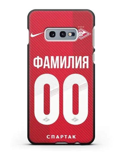 Именной чехол ФК Спартак Москва с фамилией и номером (сезон 2018-2019) красная форма силиконовый для Samsung Galaxy S10e [SM-G970F]