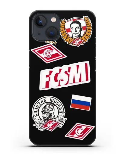 Чехол со стикерами ФК Спартак Москва силиконовый для iPhone 13 Mini