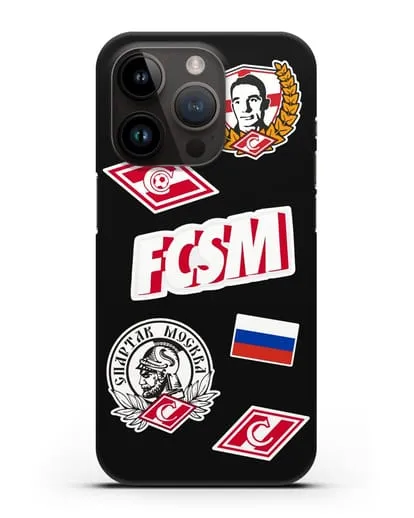 Чехол со стикерами ФК Спартак Москва силиконовый для iPhone 14 Pro