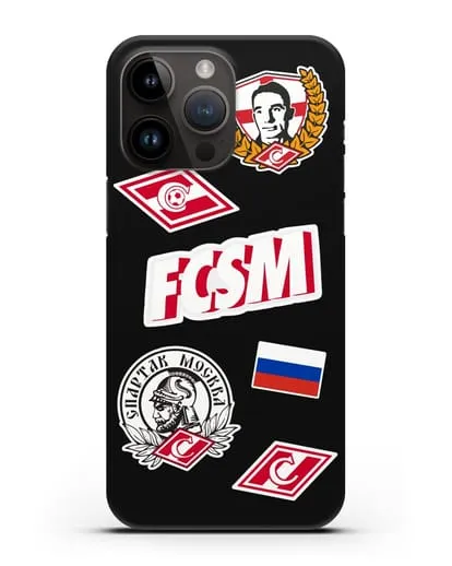 Чехол со стикерами ФК Спартак Москва силиконовый для iPhone 14 Pro Max