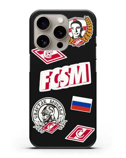 Чехол со стикерами ФК Спартак Москва силиконовый для iPhone 15 Pro