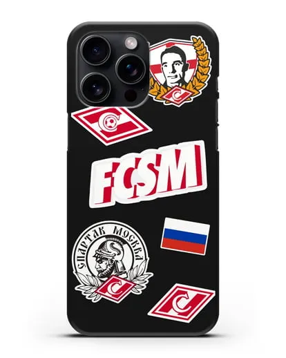 Чехол со стикерами ФК Спартак Москва силиконовый для iPhone 15 Pro Max