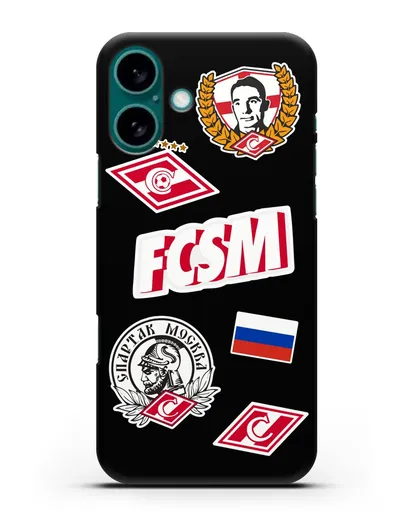 Чехол со стикерами ФК Спартак Москва силиконовый для iPhone 16 Plus