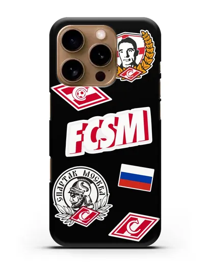 Чехол со стикерами ФК Спартак Москва силиконовый для iPhone 16 Pro