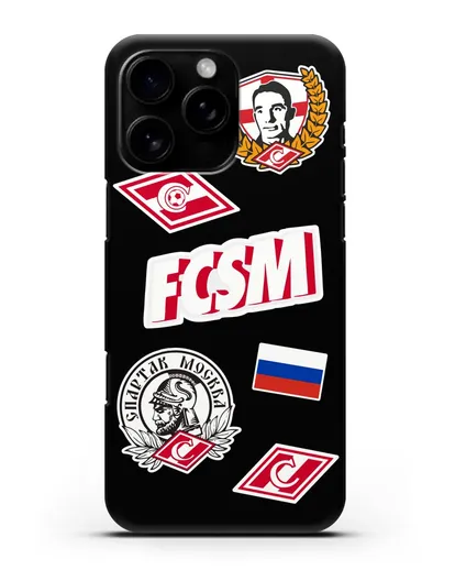 Чехол со стикерами ФК Спартак Москва силиконовый для iPhone 16 Pro Max