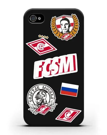 Чехол со стикерами ФК Спартак Москва силиконовый для iPhone 4/4s