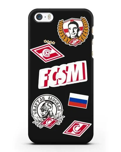 Чехол со стикерами ФК Спартак Москва силиконовый для iPhone 5/5s/SE