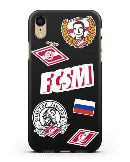 Чехол со стикерами ФК Спартак Москва силиконовый для iPhone XR