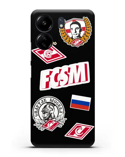 Чехол со стикерами ФК Спартак Москва силиконовый для Xiaomi Poco C65
