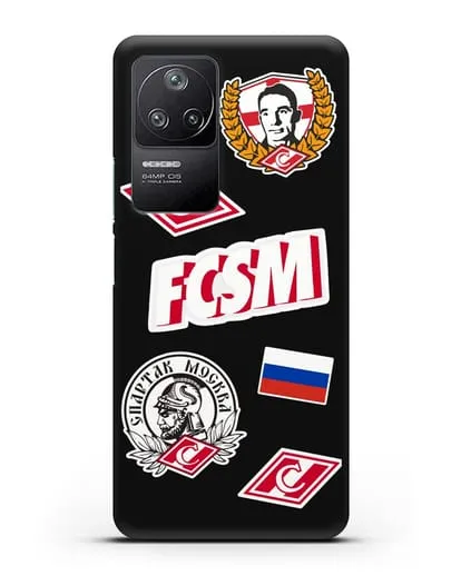 Чехол со стикерами ФК Спартак Москва силиконовый для Xiaomi Poco F4