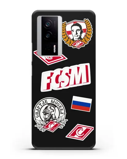 Чехол со стикерами ФК Спартак Москва силиконовый для Xiaomi Poco F5 Pro
