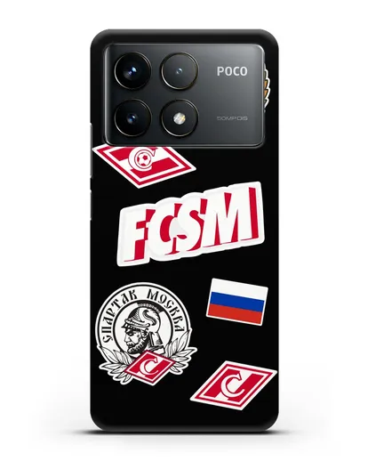 Чехол со стикерами ФК Спартак Москва силиконовый для Xiaomi Poco F6 Pro