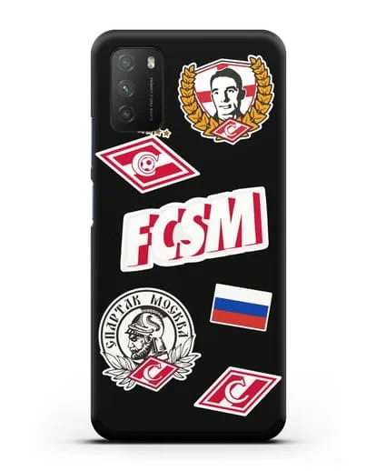 Чехол со стикерами ФК Спартак Москва силиконовый для Xiaomi Poco M3