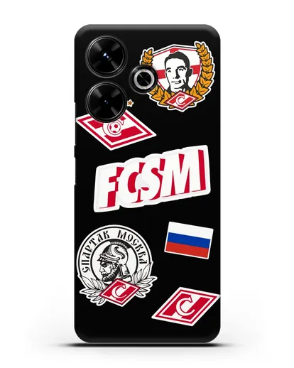 Чехол со стикерами ФК Спартак Москва силиконовый для Xiaomi Poco M6