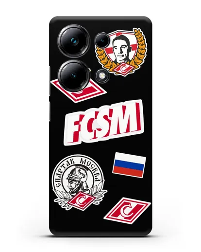 Чехол со стикерами ФК Спартак Москва силиконовый для Xiaomi Poco M6 Pro
