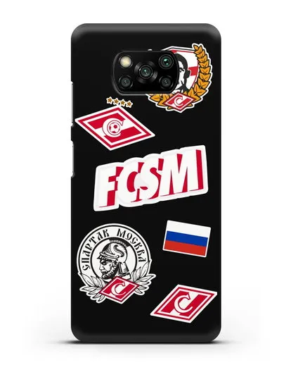 Чехол со стикерами ФК Спартак Москва силиконовый для Xiaomi Poco X3 Pro