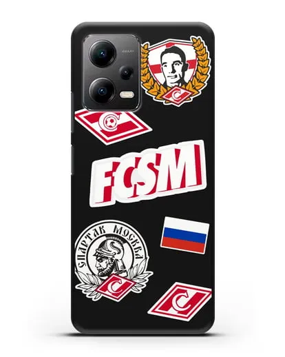 Чехол со стикерами ФК Спартак Москва силиконовый для Xiaomi Poco X5