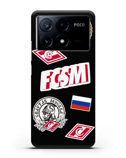 Чехол со стикерами ФК Спартак Москва силиконовый для Xiaomi Poco X6 Pro
