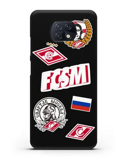 Чехол со стикерами ФК Спартак Москва силиконовый для Xiaomi Redmi Note 9T