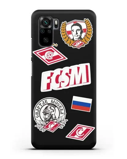 Чехол со стикерами ФК Спартак Москва силиконовый для Xiaomi Redmi Note 10