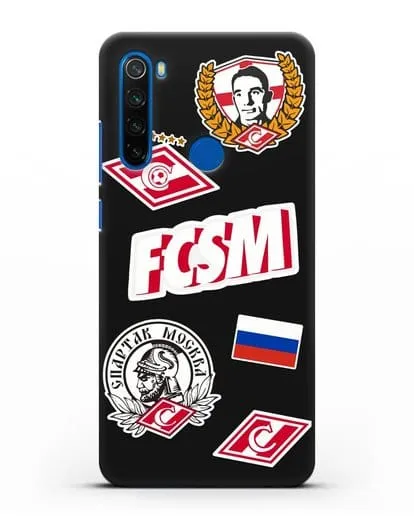 Чехол со стикерами ФК Спартак Москва силиконовый для Xiaomi Redmi Note 8
