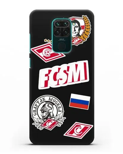 Чехол со стикерами ФК Спартак Москва силиконовый для Xiaomi Redmi Note 9