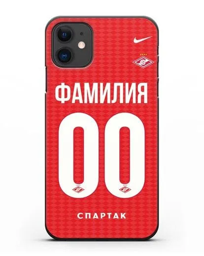 Именной чехол ФК Спартак Москва с фамилией и номером (сезон 2019-2020) красная форма силиконовый для iPhone 11