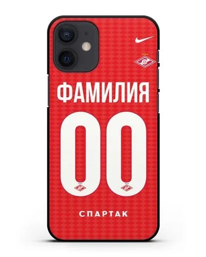 Именной чехол ФК Спартак Москва с фамилией и номером (сезон 2019-2020) красная форма силиконовый для iPhone 12 mini