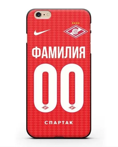 Именной чехол ФК Спартак Москва с фамилией и номером (сезон 2019-2020) красная форма силиконовый для iPhone 6s Plus