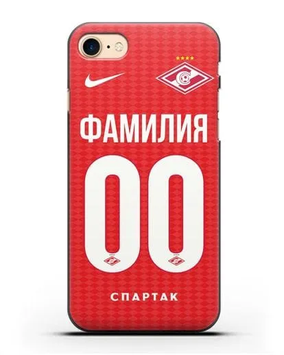 Именной чехол ФК Спартак Москва с фамилией и номером (сезон 2019-2020) красная форма силиконовый для iPhone 8