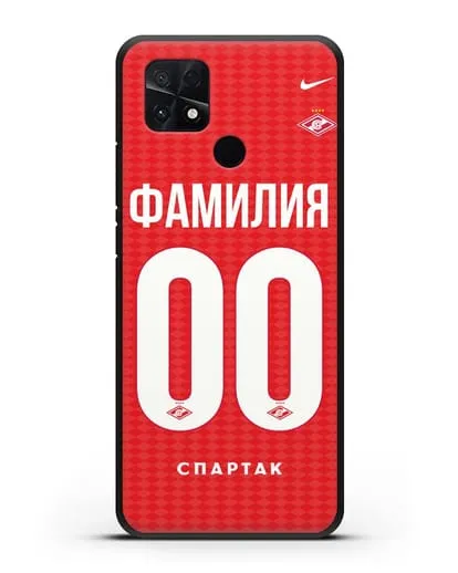 Именной чехол ФК Спартак Москва с фамилией и номером (сезон 2019-2020) красная форма силиконовый для Xiaomi Poco C40