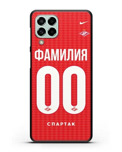 Именной чехол ФК Спартак Москва с фамилией и номером (сезон 2019-2020) красная форма силиконовый для Samsung Galaxy M53 [SM-M536]