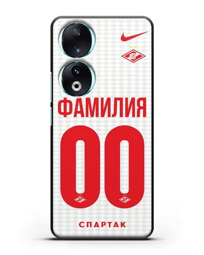 Именной чехол ФК Спартак Москва с фамилией и номером (сезон 2019-2020) белая форма силиконовый для Honor 90