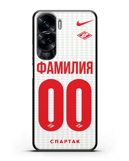 Именной чехол ФК Спартак Москва с фамилией и номером (сезон 2019-2020) белая форма силиконовый для Honor 90 Lite