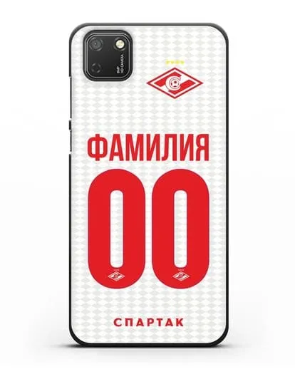 Именной чехол ФК Спартак Москва с фамилией и номером (сезон 2019-2020) белая форма силиконовый для Honor 9S