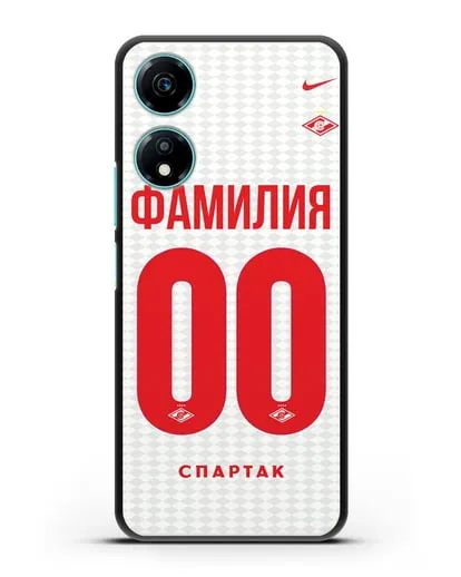 Именной чехол ФК Спартак Москва с фамилией и номером (сезон 2019-2020) белая форма силиконовый для Honor X5 Plus